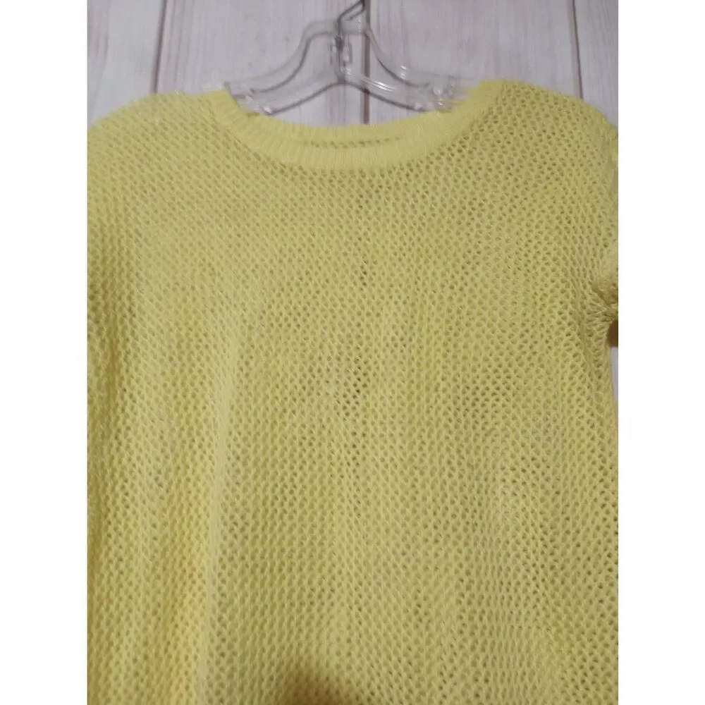 Children's Place Sweater Girls 14 Yellow Crew‎ Neck Open Weave